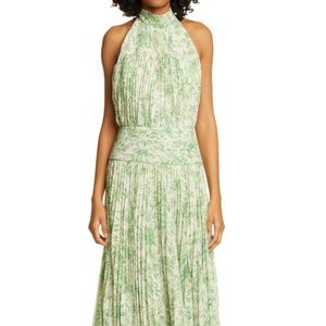 Amur Bibi halter green floral midi dreas